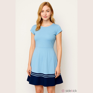 NY&Co Mixed Blue A-line Dress 100% Cotton Small Striped